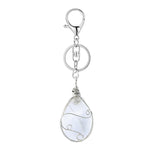 Handmade Wire Wrapped Teardrop Gemstone Pendant Keychain #KC1752
