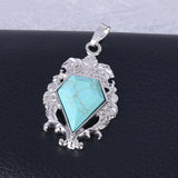 Antique Floral Carved Bezel Set Diamond Shape Natural Crystal Pendant, Multi‑Option Faceted Gemstone Charm for Handmade Necklaces