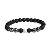 Elastic Bead Bracelet, 8mm Natural Obsidian Hematite Chakra Healing Protection Bracelet Stackable Wrist Jewelry Gift for Him Her