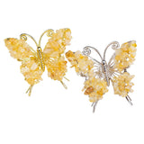 Natural Crystal Chip Butterfly Ornament | Gold-Plated Frame Handmade Gemstone Home Decor
