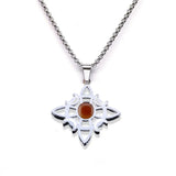 Stainless Steel Witch’s Knot Gemstone Necklace  Celestial Moon Goddess Pendant - Wiccan Protection Jewelry for Women & Men