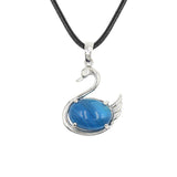 Graceful Swan: Handcrafted Natural Crystal Pendant Necklace • Premium Copper Bird Totem Amulet • Adjustable Black Cord Choker for Women Men