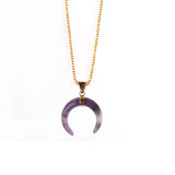 Polished Crescent Moon Horn Gemstone Pendant, Multi-color Natural Crystal Loose Charm for Necklace