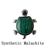 Natural Crystal Turtle Pendant Necklace, Mixed Chakra Healing Stone Tortoise Charm, Reiki Gemstone Longevity Turtle Jewelry Gift for Women Men