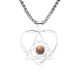 Stainless Steel Celtic Knot Heart Necklace Gemestone Triquetra Symbol Pendant - Eternal Love Spiritual Jewelry for Women & Men