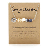 Zodiac Sign Crystal Necklace | Irregular Gravel Stone Pendant with Constellation Card for Women