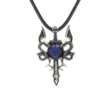 Fashion Jewelry Necklace Natural Stone Crystal Labradorite Double-winged Dragon Sword Pendant Necklace Accessories Women