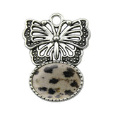 High Quality Natural Colorful Gem Stone Alloy Butterfly Pendant Fashion Women Jewelry Accessories for Children's Party Necklace
