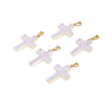 Healing Crystal Glass Cross Pendant Various Color Small Cross Pendant Necklace Keychain Earring Accessories