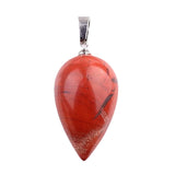 Minimalist Natural Stone Teardrop Necklace Smooth Polished Water Drop Crystal Charm Pendant with Adjustable Black Cord Unisex Spiritual Protection Jewelry