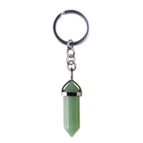 Natural Hexagonal Crystal Point Keychain, Silver Plated Wrap Chakra Healing Gemstone Keyring, Reiki Crystal Stone Charm Key Chain Gift by JOYA GIFT