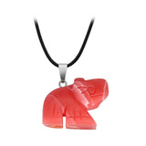 Natural Gemstone Elephant Pendant Necklace • Hand-Carved Crystal Healing Stones Jewelry for Women Men • Elephant Charm Pendants Wholesale