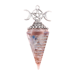 Triple Moon Pentacle Orgone Pendulum Pendant Resin Crystal Dowsing Charm for Wicca & Spiritual Jewelry