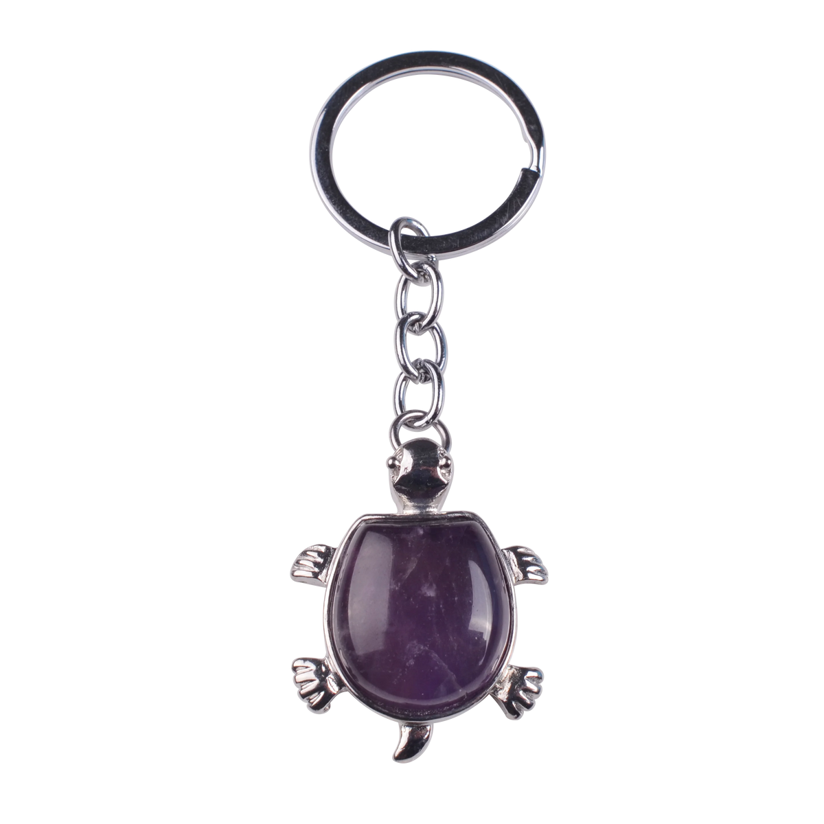Longevity Symbol Sea Turtle Keychain, Chakra Balancing Healing Crystal Tortoise Charm, Natural Gemstone Key Ring Gift for Men Women