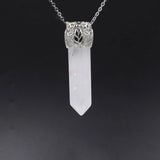 Natural Crystal Point Pendant Silver Filigree Crown Cap Chakra Healing Wand Charm for Reiki Jewelry Making
