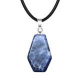 30mm Natural Crystal Coffin Pendant Necklace, Gothic Healing Stone Charm for Halloween