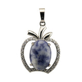 Natural Stone Apple Pendant Necklace • Sterling Silver Crystal Fruit Charm • Healing Crystal Gemstone Jewelry Gift for Women