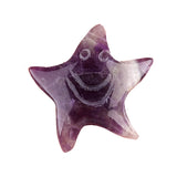30mm Natural Crystal Smiling Starfish Figurine | Hand-Carved Gemstone Starfish for Reiki & Home Decor