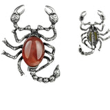 Scorpion Shape Natural Crystal Gemstone Pendant, Antique Black Metal Insect Animal Inlaid Cabochon Stone Pendant, Chakra Reiki Healing DIY Jewelry Making Accessory