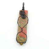 Retro natural crystal sword shaped manual winding pendant pine Opal Pendant Natural Amethyst Gemstone Big Pointed Sword Arrow