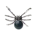47×40mm Natural Crystal Ball Spider Pendant | Gothic Antique Silver Insect Charm for DIY Jewelry