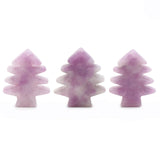 40-42mm Natural Green Aventurine Christmas Tree Carving, Hand-Carved Crystal Decor for Holiday & Home