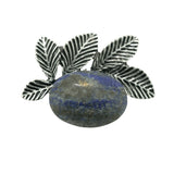 Natural Healing Stone & Antique Silver Leaf Brooch Pendant - Dual Use Statement Charm