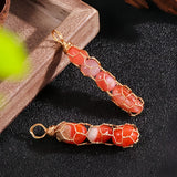 Tumbled Stone Pendant with Gold Wire Mesh Wrapping | Handmade Natural Crystal Charm for Calm Healing Jewelry
