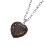Natural Polished Heart‑Shaped Gemstone Pendant Necklace, Multi‑Variety Crystal Heart Charm with Silver Plated Chain, Reiki Chakra Healing Stone Love Heart Necklace for Women