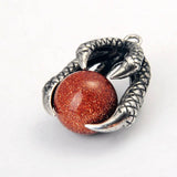 Dragon Claw Natural Gemstone Sphere Pendant, Gothic Dragon Claw Holding Crystal Ball Charm Pendant for Necklace