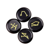 25mm Natural Crystal Angel Symbol Stones | 4 Archangel Rune Healing Ornament Set