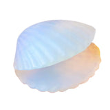 Natural Crystal Carved Seashell Figurine | Mini Gemstone Scallop Shell Charm | Ocean Beach Theme Home Decor & Healing Quartz Stone