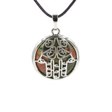 Hamsa Hand Hollow Pendant Necklace, Silver Plated Natural Crystal Inlay Black Wax Cord Protection Necklace for Women