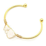 Natural Crystal Bead Bangle - Handmade Wire Wrapped Gold Open Cuff Bracelet - Adjustable Gemstone Bracelet for Chakra Healing & Positive Energy - Gift for Women & Girls