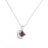 Rotatable Merkaba Star Natural Crystal Pendant, 29×22mm Silver‑Tone Open Metal Frame 3D Merkaba Gemstone Charms for DIY Necklace Jewelry Making Bulk