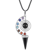 Healing 7 Chakra Natural Crystal Amethyst Rose Quartz Pendulum Yoga Hexagonal Cone Pendulums Pendant Necklace For Dowsing
