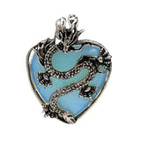 43×32mm Antique Silver Dragon Heart Pendant | Natural Gemstone Gothic Charm for DIY Jewelry
