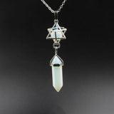 Natural Amethyst Crystal Quartz Merkaba Star Stone Chakra Pendant Necklace Hexagonal Pointed Energy Reiki Healing