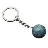 20mm Natural Crystal Sphere Keychain Round Gemstone Ball Key Ring Chakra Healing Stone Bag Pendant Friendship Gift
