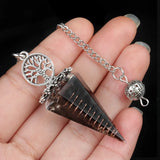 Chips Gemstone Tree of Life Resin Pendulum - Orgone Healing Dowsing Tool with Silver Chain for Divination, Hypnosis & Reiki - Spiritual Gemstone Gift for Wealth & Positivity