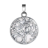 Natural Crystal Tree of Life Owl Pendant Necklace – 30mm Round Gemstone Amulet Jewelry Gift for Women