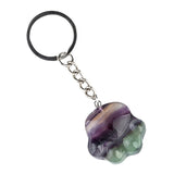 28×30mm Natural Crystal Cat Paw Keychain | Cute Gemstone Pendant Keyring for Animal Lovers