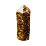 Orgonite Chipped Crystal Hexagonal Wand Point Tower  Natural Chakra Chips Resin Obelisk for Meditation Home Decor