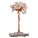 Natural Crystal Tree with Gray Agate Base | Handmade Copper Wire Gemstone Ornament for Home & Office Decor