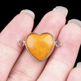 13MM Gemstone Heart Pendant Connector for Making Jewelry Wrapped Gold Plated