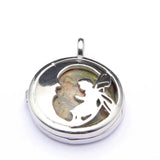 Fairy Hollow Cutout Open Locket Necklace with Natural Crystal Stone Silver Plated Memory Wish Box Pendant Black Wax Cord Necklace for Women