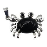 Natural Gemstone Crab Pendant | Silver-Tone Alloy Animal Charm for DIY Jewelry
