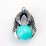 Dragon Claw Natural Gemstone Sphere Pendant, Gothic Dragon Claw Holding Crystal Ball Charm Pendant for Necklace