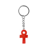 Natural Crystal Ankh Cross Keychain | 20×30mm Egyptian Symbol Gemstone Pendant for Bags & Keys