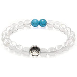 Natural Stone Stretch Beaded Bracelet with Turquoise Accent & Heart Charm Chakra Energy Healing Elastic Bracelet for Women Stacking Jewelry
